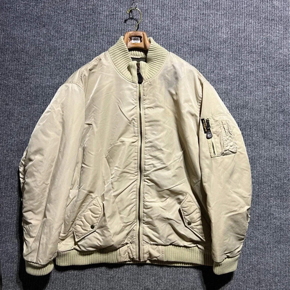 Vintage Polo Jeans Co Ralph Lauren Bomber Jacket Mens 3XT Tan Military Surplus